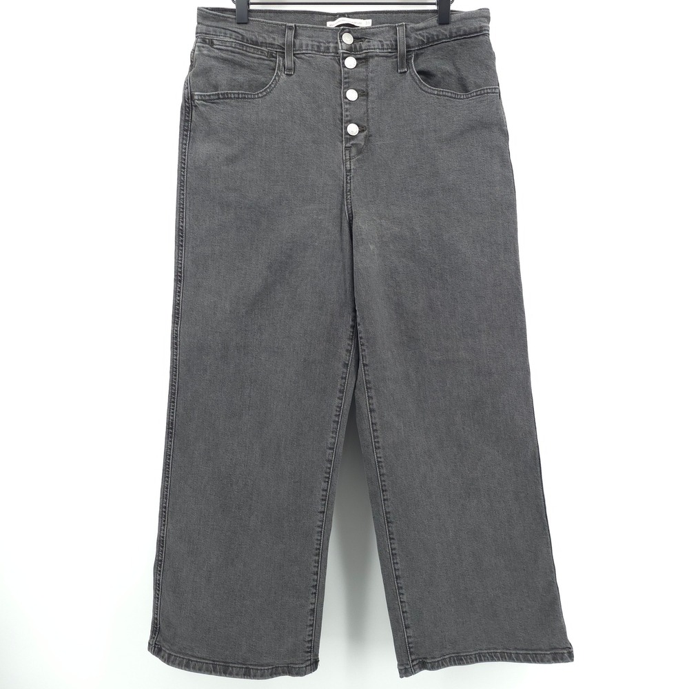 Levi's Womens Jeans Mile High Cropped Wide Leg 31 Gray Button Fly 85322-0007